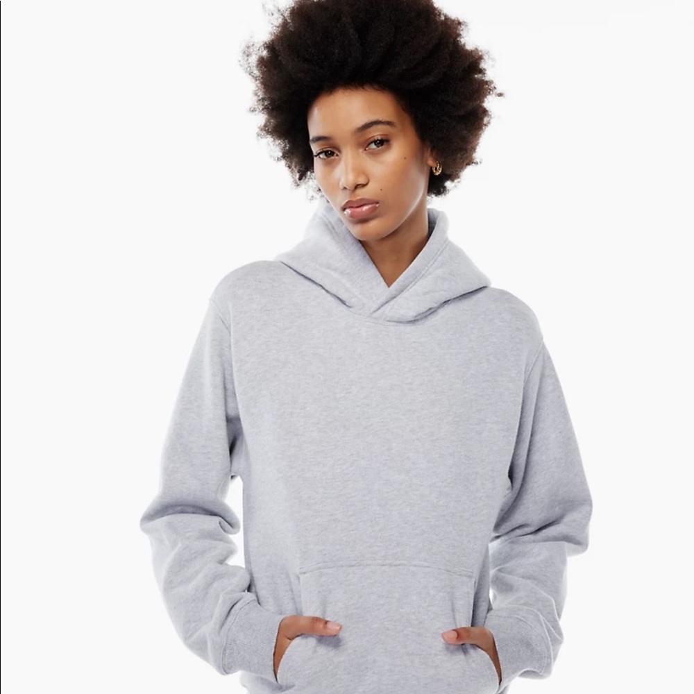 Aritzia TNA Cozy Fleece Perfect Hoodie - Heather Chrome Gray, Medium
